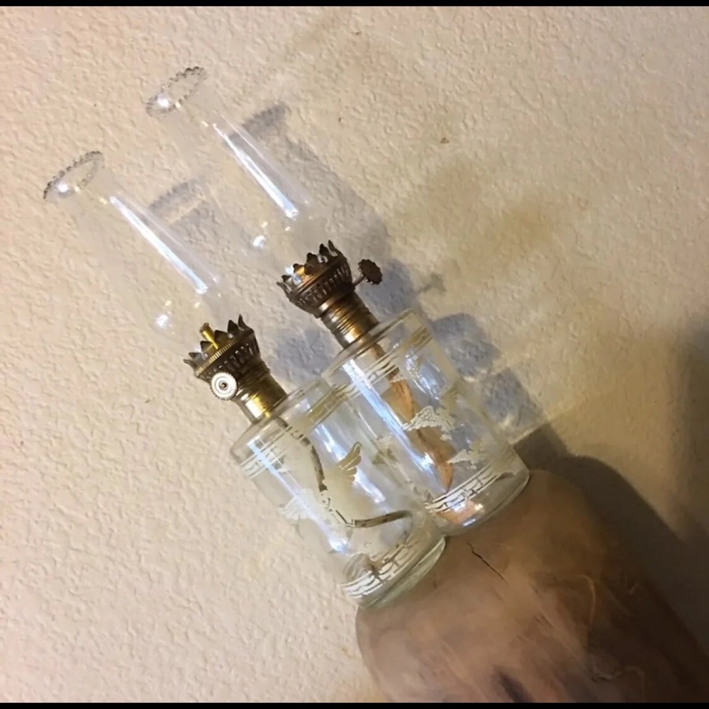 Vintage 60s Eagle Oil Lamp Set Of Two